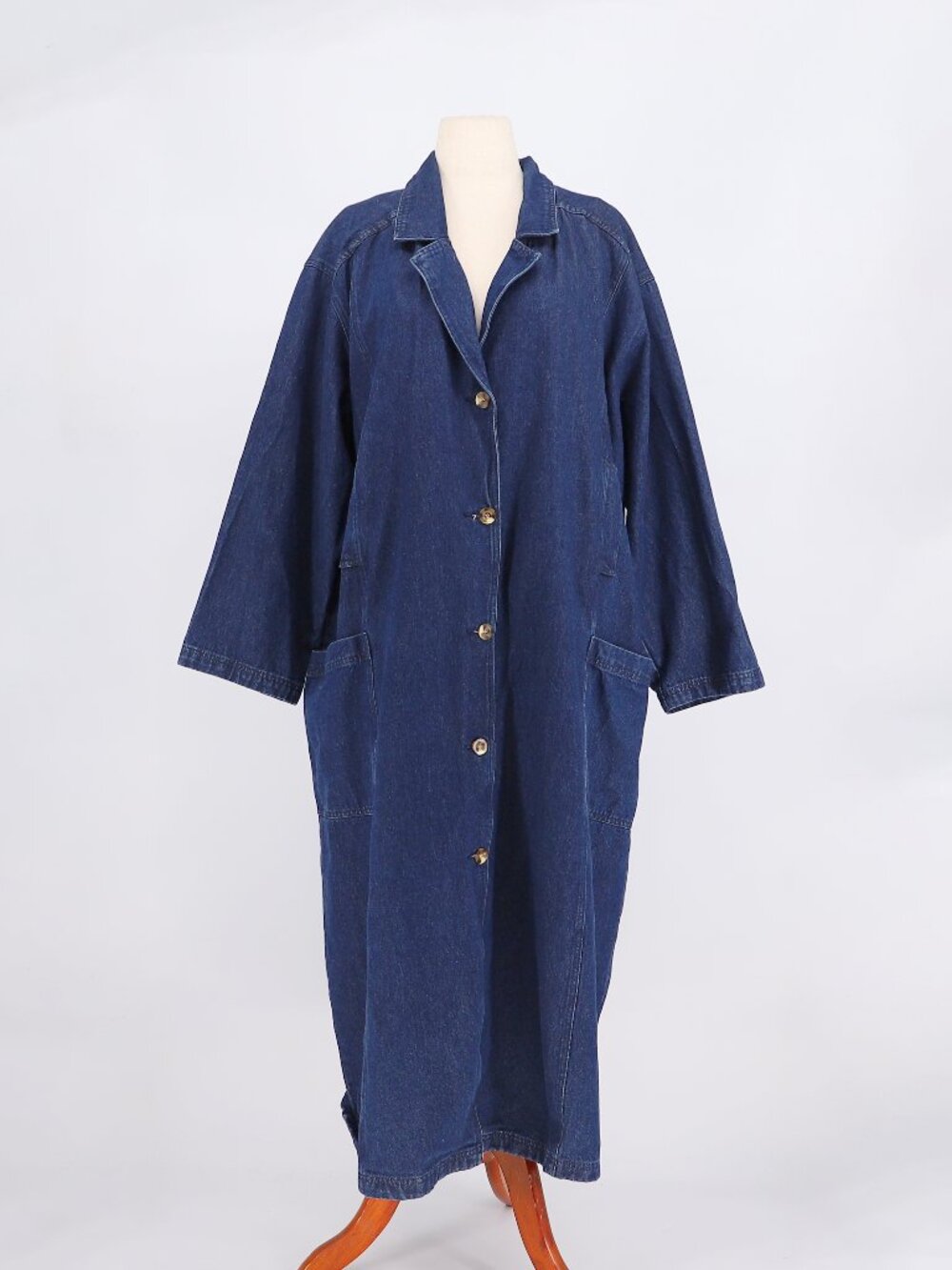 vintage Newport News Long French Denim Poet Duster Coat Size 3X